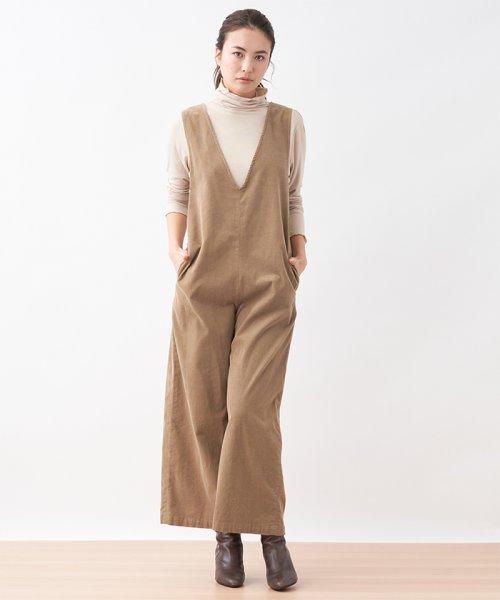 細コーデュロイのサロペット 