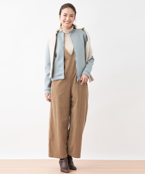 細コーデュロイのサロペット 