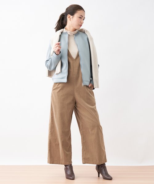細コーデュロイのサロペット 