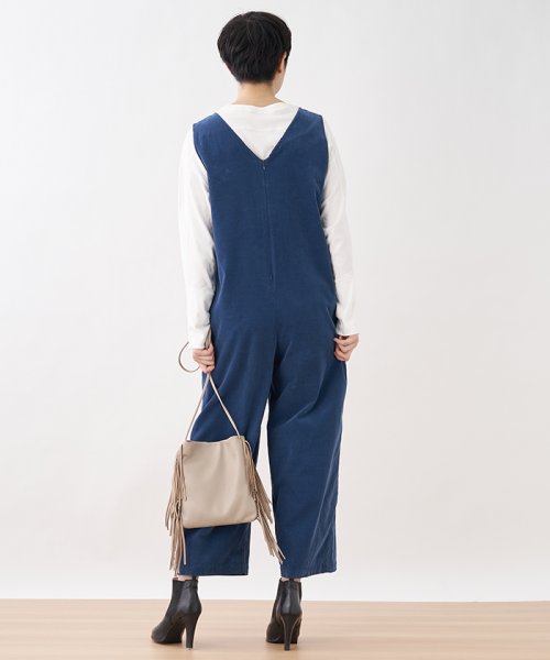 細コーデュロイのサロペット 