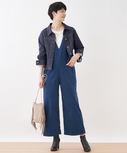 細コーデュロイのサロペット 