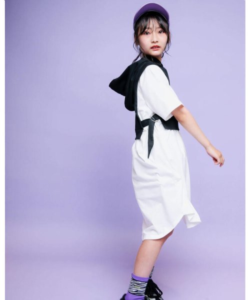 レイヤードフウ フード付き 半袖 ワンピース 130 160cm ジディー Ziddy Magaseek