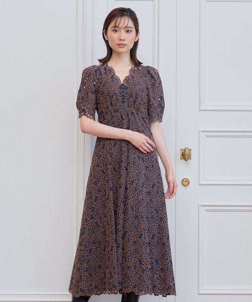 バイカラーペイズリーvネックワンピース アナイ Anayi Magaseek