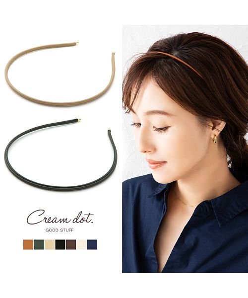 cream dot(クリームドット)/品良くアクセントに、レザー調素材の細カチューシャ/img01