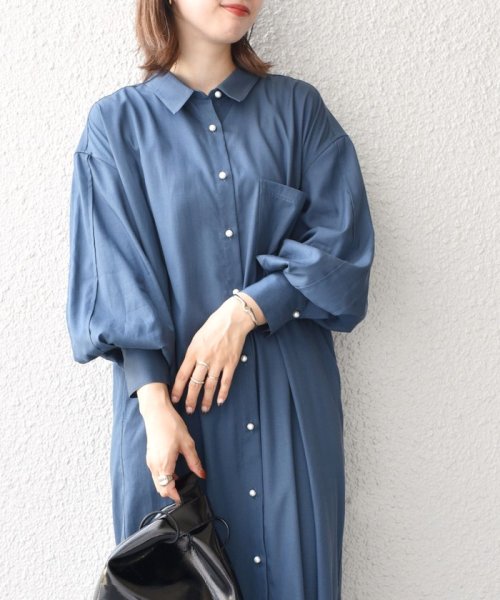 セール Web限定 手洗い可能 パールモチーフボタンシャツワンピース シップス ウィメン Ships Women Magaseek