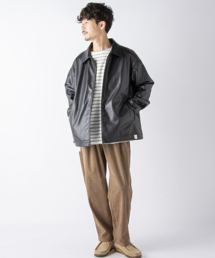 【WORK ABOUT/ワークアバウト】CREW JACKET フェイクレザー コーチジャケット