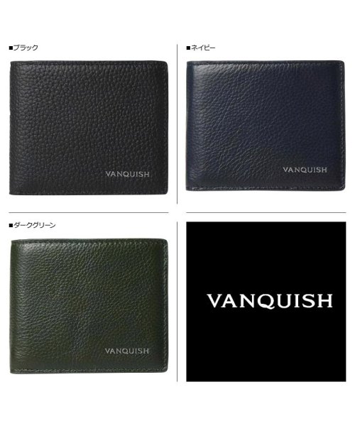 VANQUISH(ヴァンキッシュ)/ヴァンキッシュ VANQUISH 二つ折り財布 メンズ 本革 WALLET ブラック ネイビー ダーク グリーン 黒 43520/img01