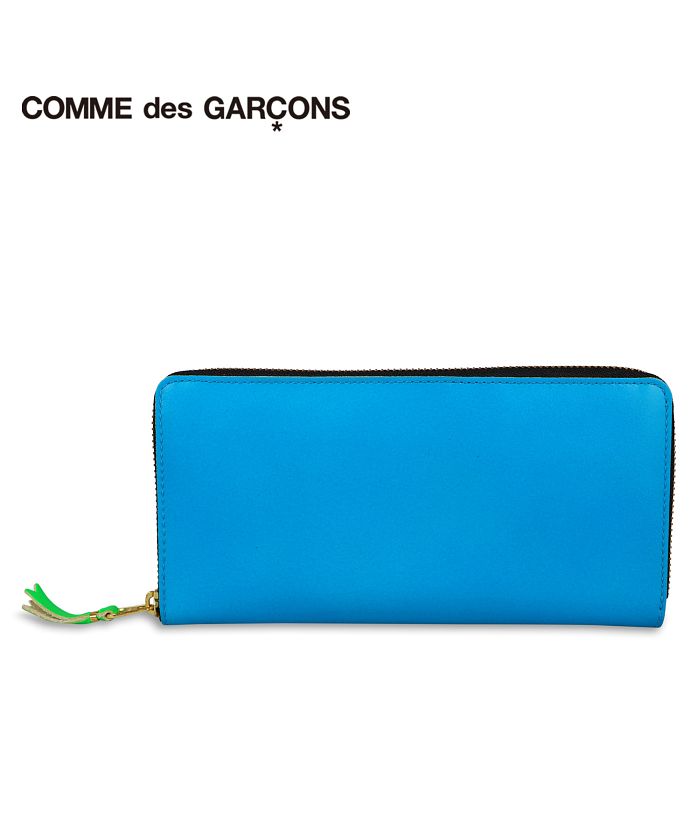 コムデギャルソン COMME des GARCONS 長財布 メンズ レディース ラウンドファスナー 本革 スーパー フロー SUPER FLUO ブルー SA