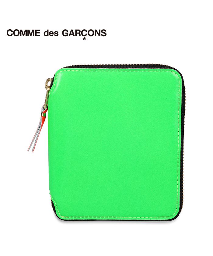 コムデギャルソン COMME des GARCONS 財布 二つ折り メンズ レディース ラウンドファスナー 本革 スーパー フロー SUPER FLUO グリ