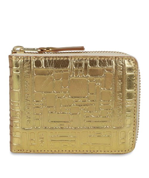 コムデギャルソン Comme Des Garcons 二つ折り財布 メンズ レディース ラウンドファスナー Embossed Logotype ゴールド Sa7 コムデギャルソン Commedesgarcons Magaseek