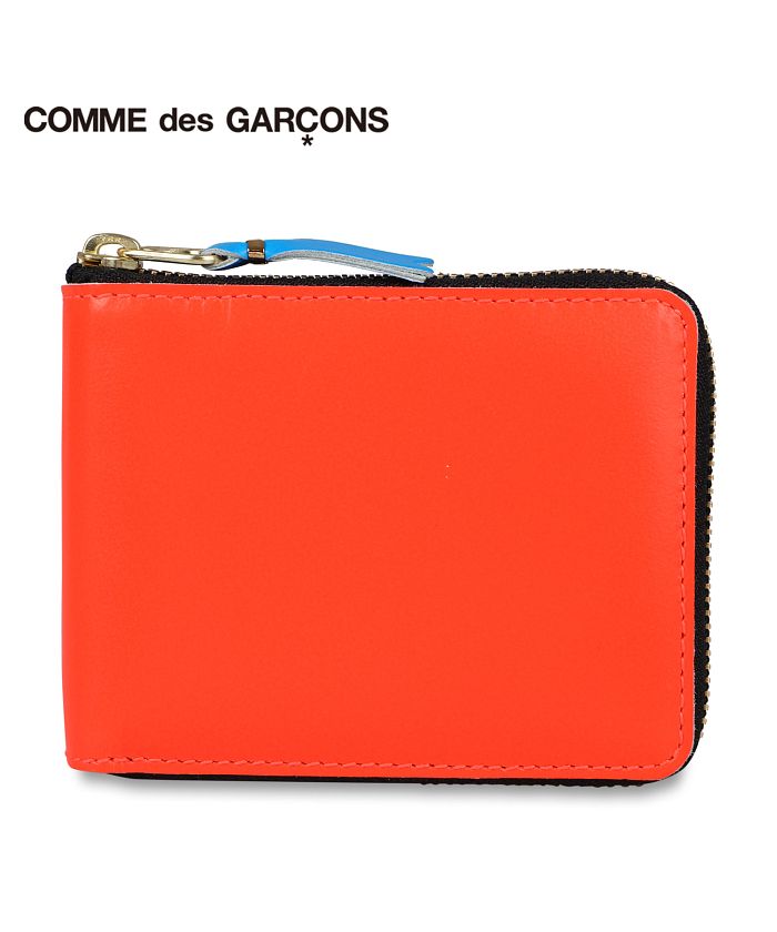 コムデギャルソン COMME des GARCONS 財布 二つ折り メンズ レディース ラウンドファスナー 本革 スーパー フロー SUPER  FLUO オレ