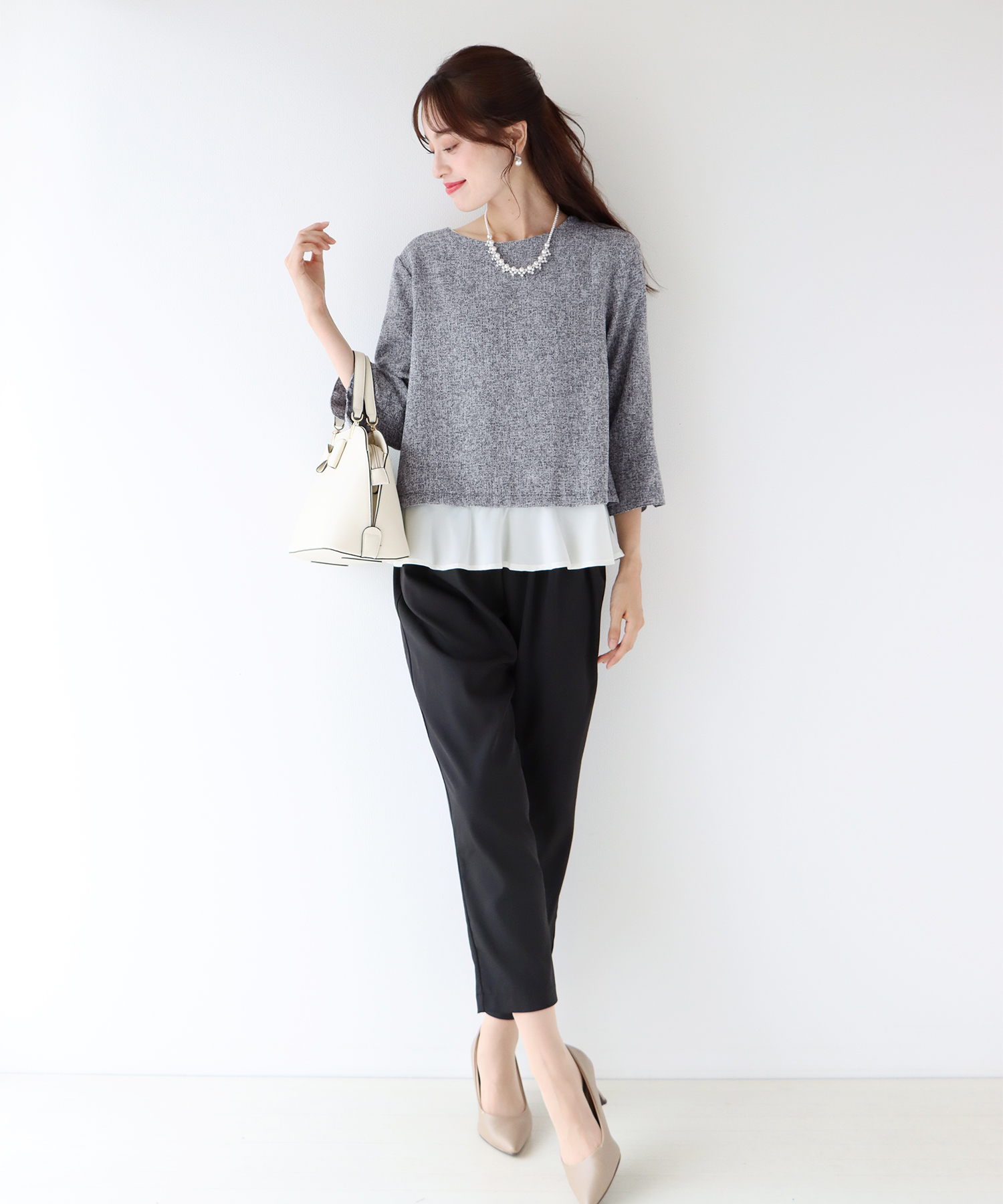 新品・未使用】グランダーブル セレモニー ペプラム ツイード