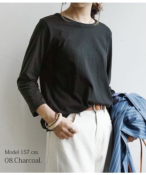 and it_(アンドイット)/Tシャツ レディース USAコットン7分袖Tシャツ【M】【L】【LL】トップス カットソー Tシャツ 春夏秋 ベージュ チャコール キャメル カーキ 無地 デイ/img13