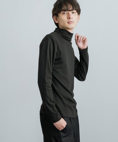 タートルネックtシャツ メンズ レディース ハイネック ロンt スムース 長袖 綿 コットン カジュアル 無地 シンプル 重ね着 レイヤード モックネック リラ ロッキーモンロー Rocky Monroe Magaseek