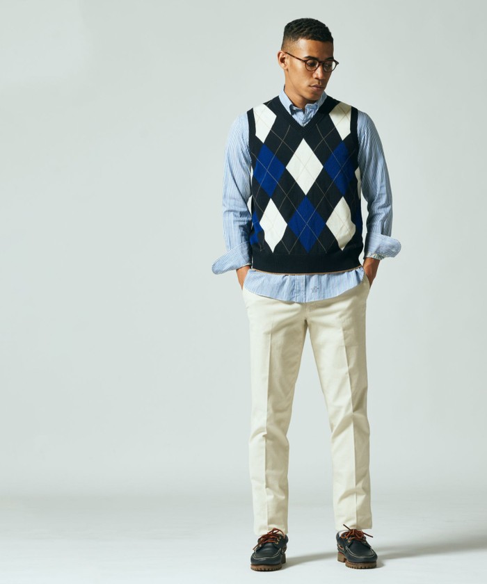 キャッシュウール アーガイル ニットベスト(504268831)｜HANKYU MEN'S