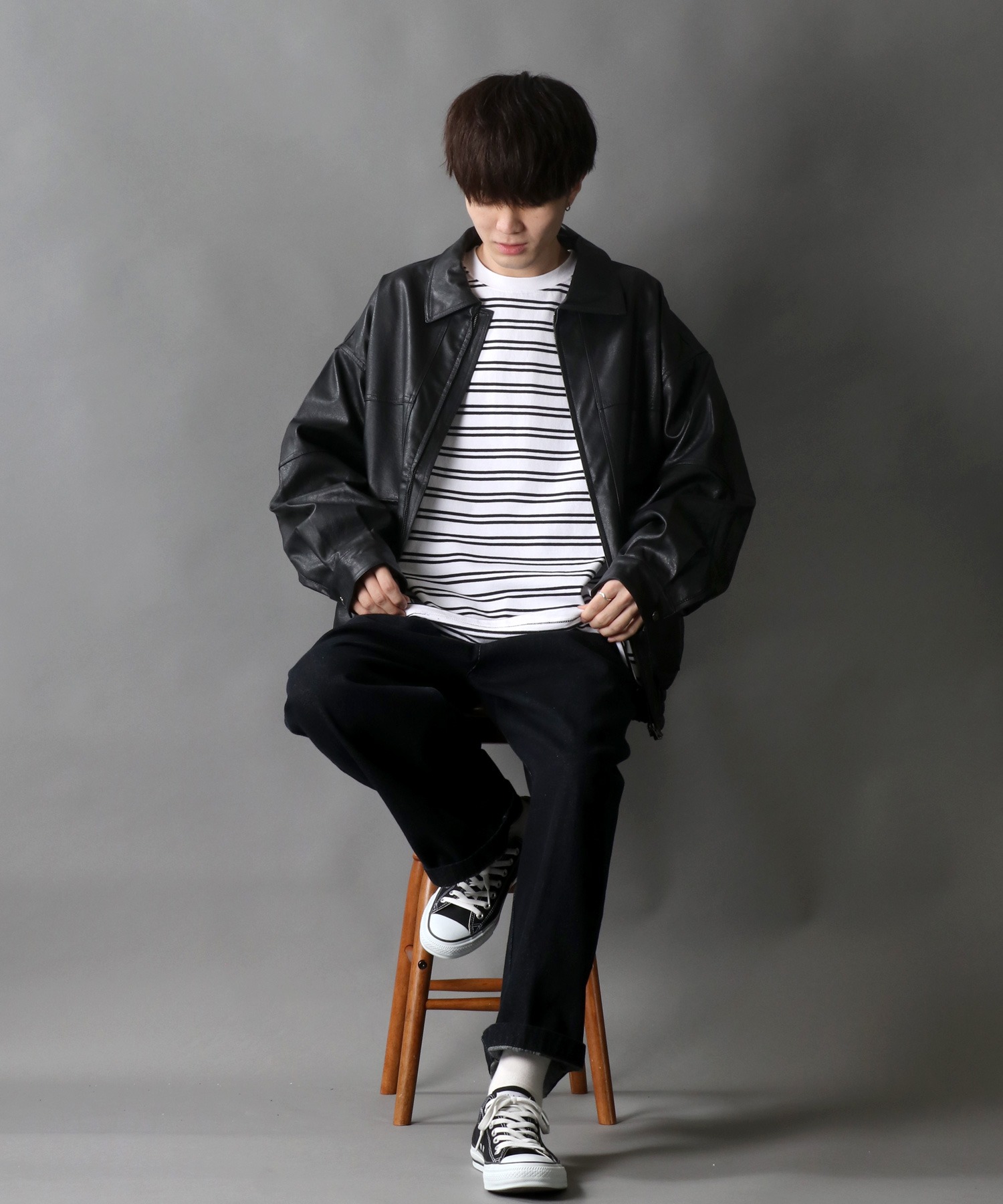 SITRY】synthetic leather Big jacket/フェイクレザー ビッグ