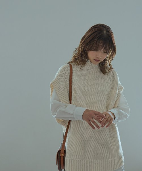 Fashion Letter(ファッションレター)/表情のある鹿の子編みでこなれる。ニットベスト ニット トップス ベスト レディース オーバーサイズ ビッグシルエット 重ね着 レイヤード ジレ ゆったり 大きい/img18