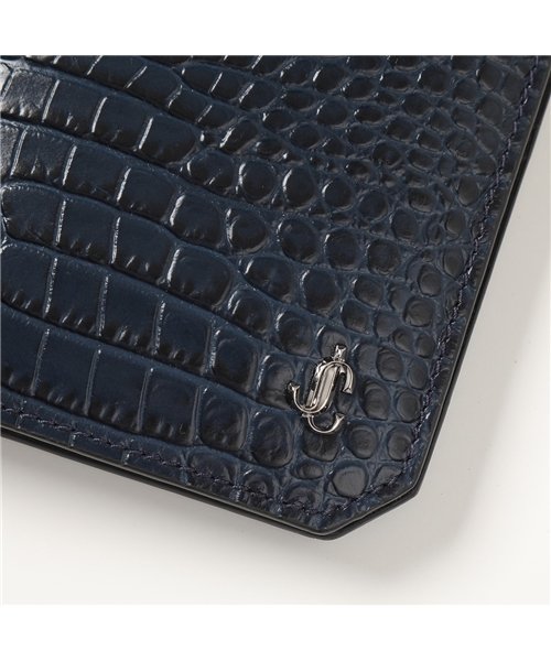 セール Jimmy Choo ジミーチュウ Cooper Ccj レザー 二つ折り長財布 クロコダイル Jcパーツ 小銭入れ付き Marine メンズ ジミーチュウ Jimmy Choo Magaseek