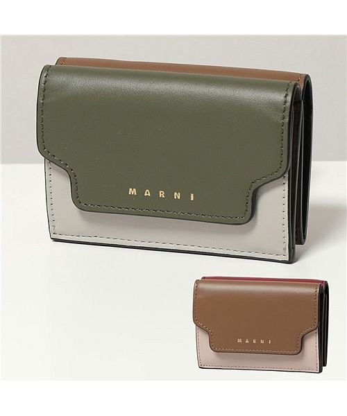 MARNI(マルニ)/【MARNI(マルニ)】PFMOW02U23 LV589  レザー 三つ折り財布 バイカラー ミニ財布 レディース/img01