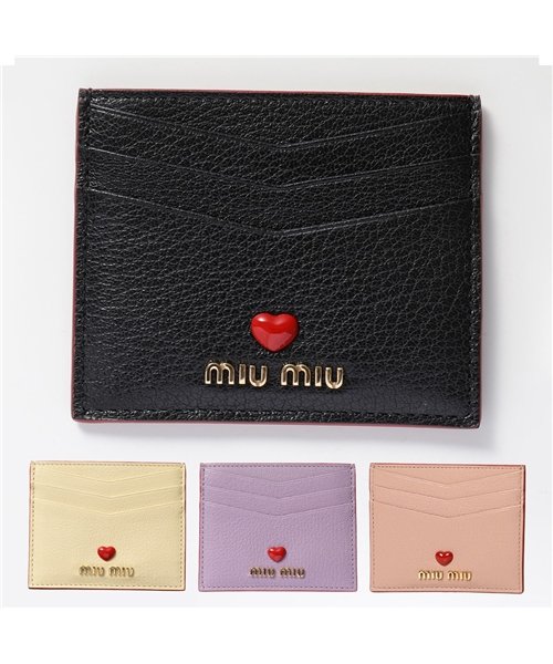 セール Miumiu ミュウミュウ 5mc002 2bc3 Madras Love マドラス ラブ レザー ロゴ ハート パスケース カードケース レディース ミュウミュウ Miumiu Magaseek