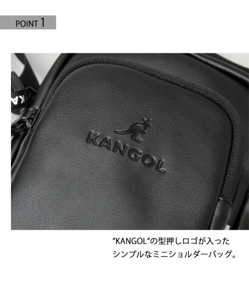 KANGOL(KANGOL)/【A.M.S.別注】 KANGOL カンゴール ミニショルダーバッグ 縦型 スクエア型 ボックス型 シンプル コンパクト 黒 ブラック PUレザー/img02