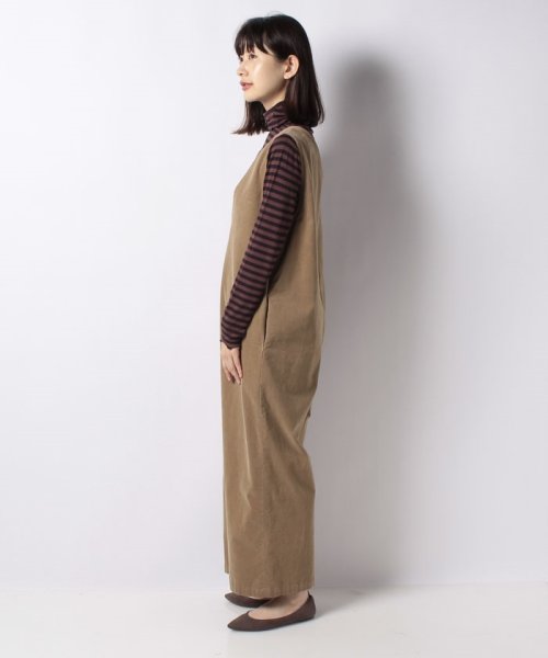 細コーデュロイのサロペット 