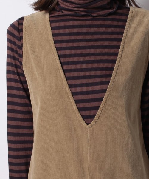 細コーデュロイのサロペット 