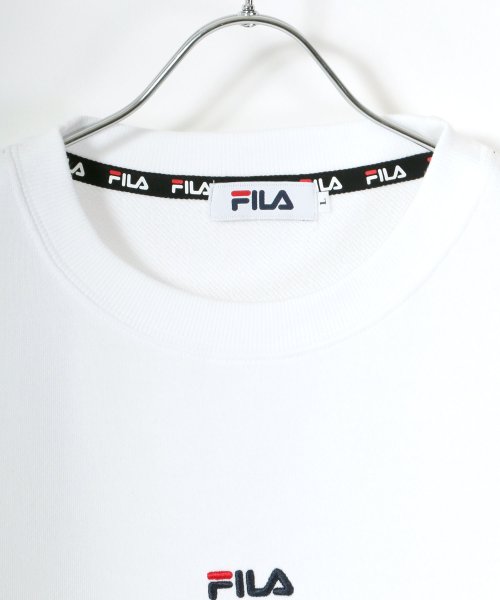 LAZAR(ラザル)/【Lazar】FILA/フィラ 【別注】 ビッグシルエット ロゴ刺繍 袖プリント カレッジ スウェット トレーナー レディース メンズ トップス カジュアル/img01