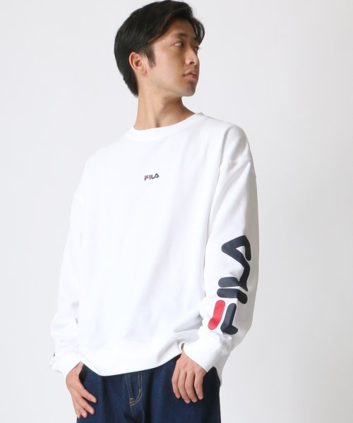 LAZAR(ラザル)/【Lazar】FILA/フィラ 【別注】 ビッグシルエット ロゴ刺繍 袖プリント カレッジ スウェット トレーナー レディース メンズ トップス カジュアル/img13