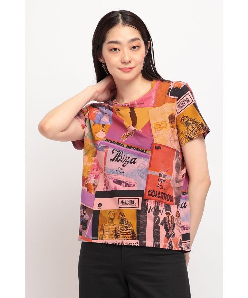 Desigual(デシグアル)/デジタルパッチワークのレディース半袖Tシャツ/img05