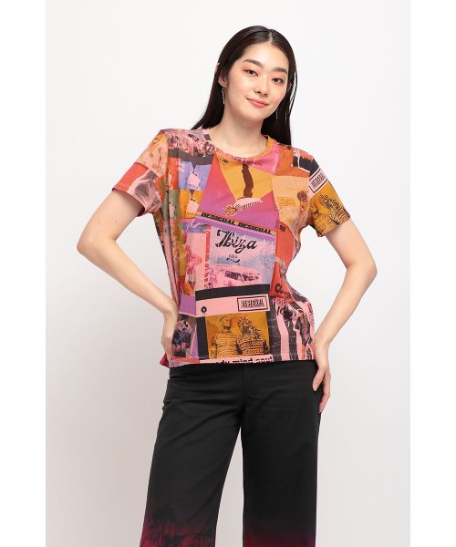 Desigual(デシグアル)/デジタルパッチワークのレディース半袖Tシャツ/img06