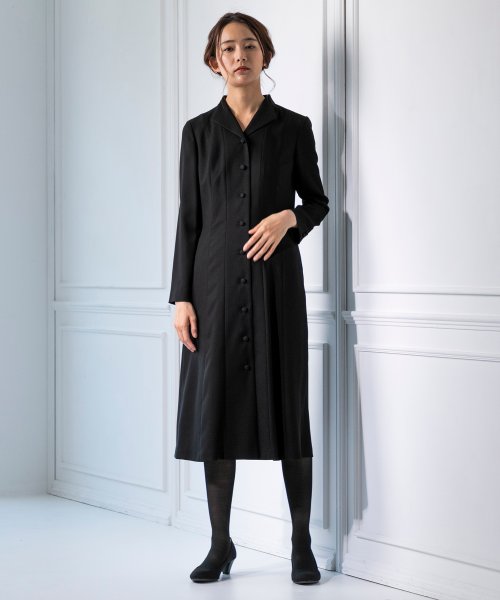 喪服 礼服 フロントボタン ブラックフォーマルフレアワンピース フォルムフォルマ Form Forma Magaseek