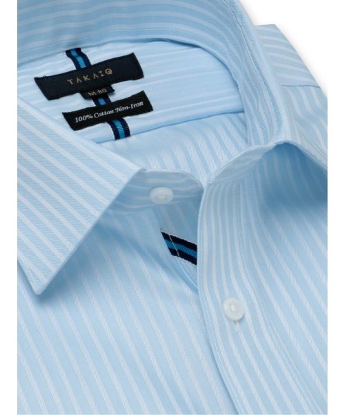 TAKA-Q(タカキュー)/綿100％ ノーアイロン スタンダードフィット ワイドカラー 長袖 ワイシャツ/img01