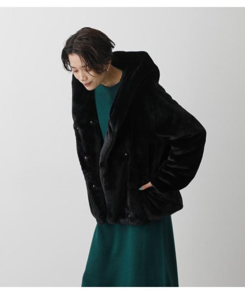 AZUL by moussy(アズールバイマウジー)/FLUFFY HOODIE SHORT COAT/img10