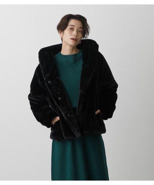 AZUL by moussy(アズールバイマウジー)/FLUFFY HOODIE SHORT COAT/img11