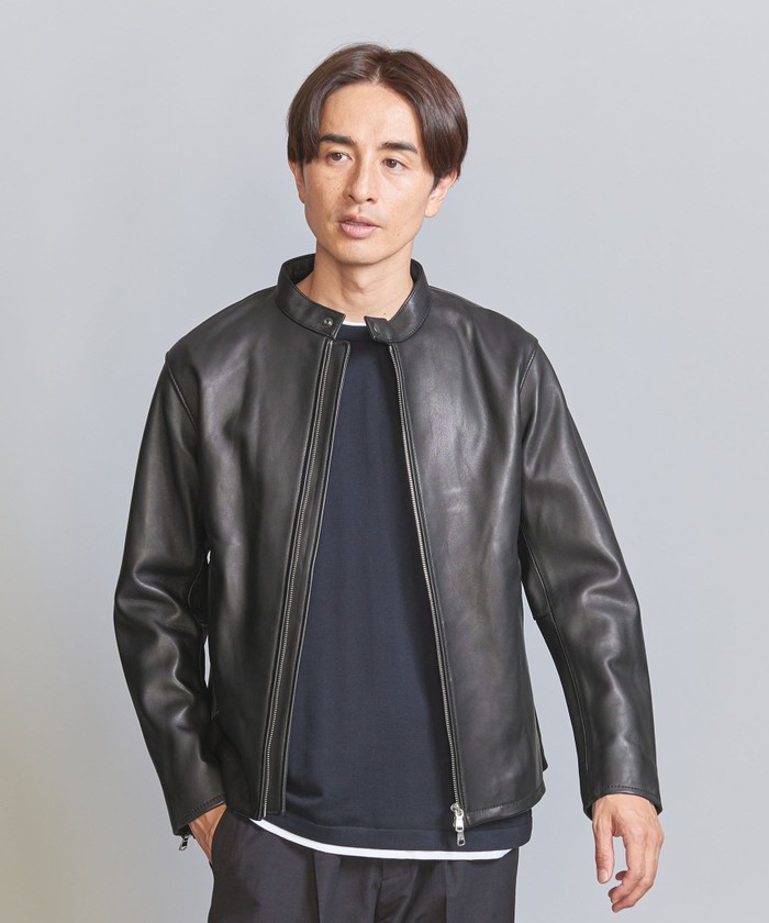 BY シープレザー シングル ライダースジャケット 新着
