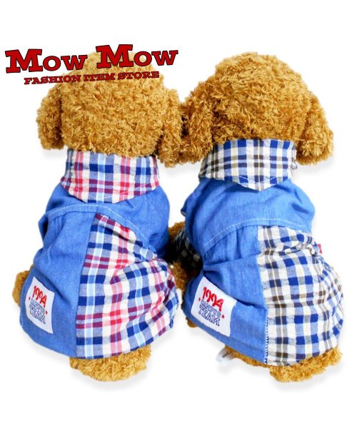 mowmow(マウマウ)/ペット用品 犬 服 秋冬 デニムシャツ チェック かわいい 前開き ボタンタイプ ドッグウェア ペットウェア コスプレ 防寒 エアコン対策/img03