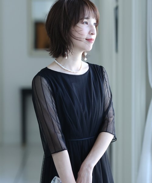 PourVous(プールヴー)/ストライプチュールシアードレス 結婚式 ワンピース パーティードレス/img25