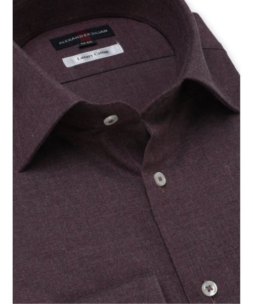 TAKA-Q(タカキュー)/綿100％ メランジ スタンダードフィット ワイドカラー 長袖 ワイシャツ/img01