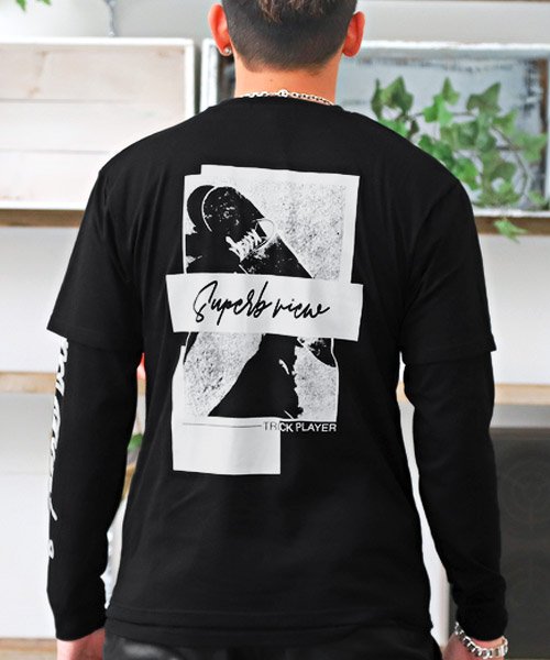 省スペース 洗える おしゃれ フォトプリント長袖 半袖アンサンブルtシャツ Tシャツ 半袖 長袖 メンズ アンサンブル レイヤード 2枚組 セット Brideclubme Com