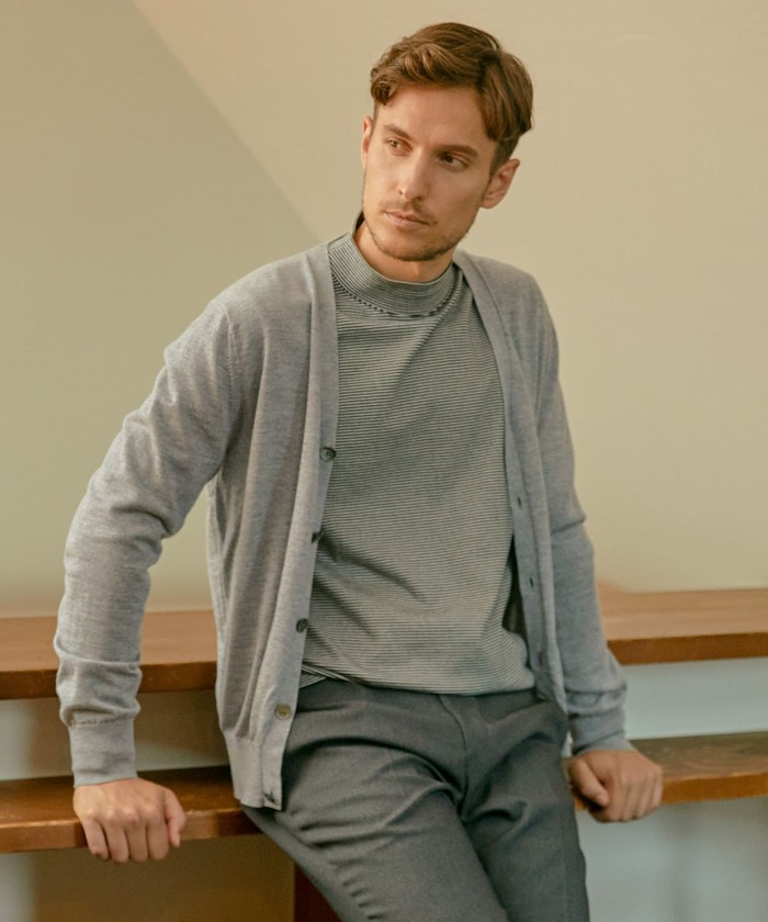 マイクロボーダーモックネック カットソー(504329675)｜HANKYU MEN'S