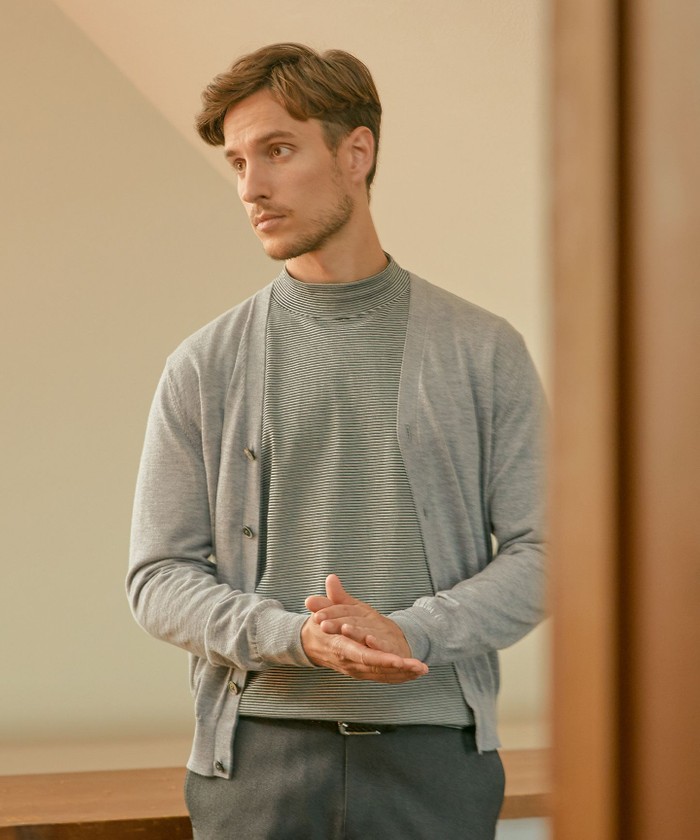 マイクロボーダーモックネック カットソー(504329675)｜HANKYU MEN'S