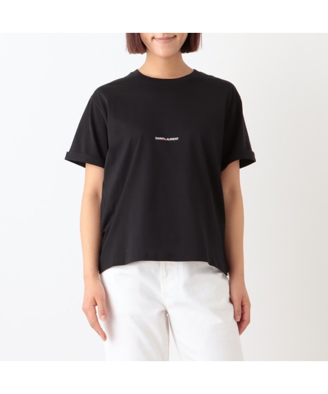 サンローランパリ Tシャツ トップス ロゴ ブラック レディース SAINT LAURENT PARIS 460876 YB2DQ 1000