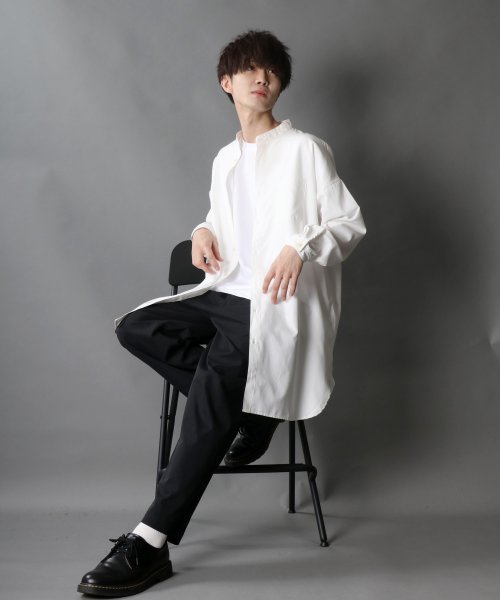 SITRY(SITRY)/【SITRY】Silky Drape Band Collar long Shirt/シルキードレープ バンドカラー ロングシャツ/img06