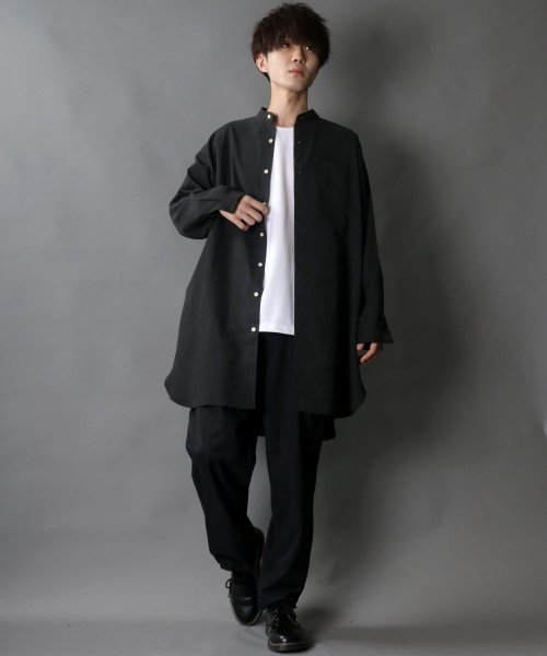 SITRY(SITRY)/【SITRY】Silky Drape Band Collar long Shirt/シルキードレープ バンドカラー ロングシャツ/img07