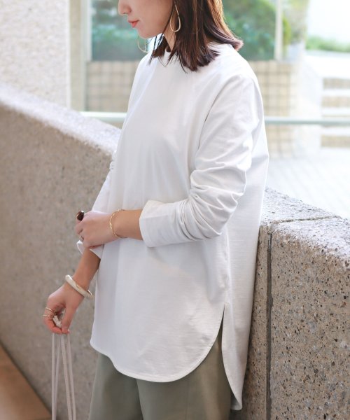 コットン長袖ラウンドヘムtシャツ チュニック アンドミー And Me Magaseek