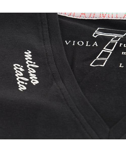 VIOLA(ヴィオラ)/VIOLA メタリックラインストーンプリントVネック長袖Tシャツ メンズ トップス ロンT ストレッチ 伸縮性 綿ポリ タイト カジュアル ラバックプリント ロ/img10