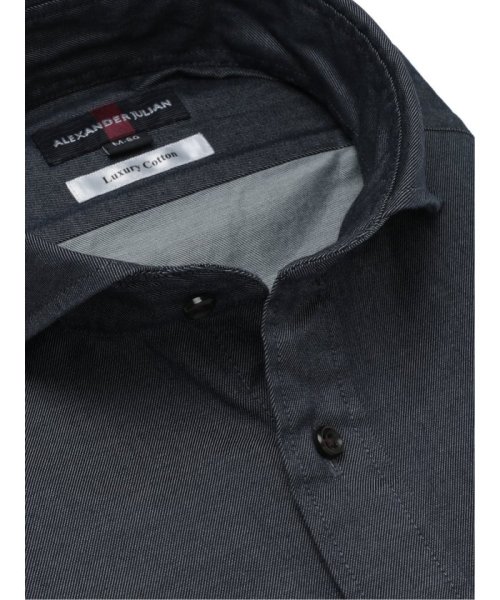 TAKA-Q(タカキュー)/綿100％ デニムライク スタンダードフィット カッタウェイ 長袖 ワイシャツ/img01