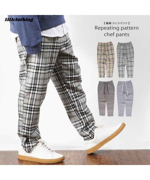 セール シェフパンツ メンズ テーパードパンツ レディース パンツ 総柄 シェフパンツ ワイドパンツ チェックパンツ タータンチェック ボトムス ヒッコリー ガンク ワンフォークロージング 1111clothing Magaseek