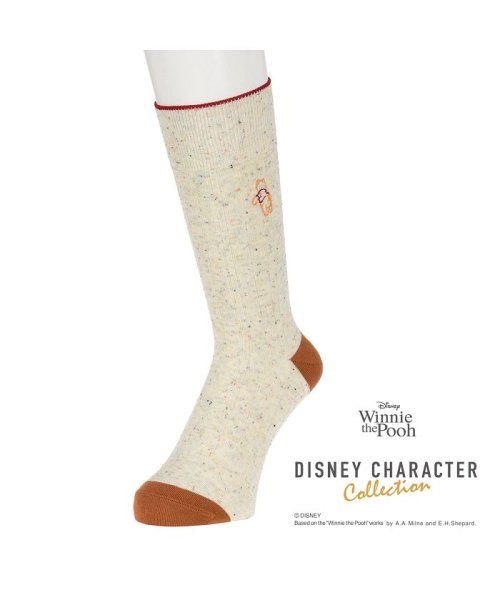 セール 福助 公式 靴下 メンズ くまのプーさん ネップ 刺繍 クルー丈 006 21 日本製 ディズニー Disney Magaseek